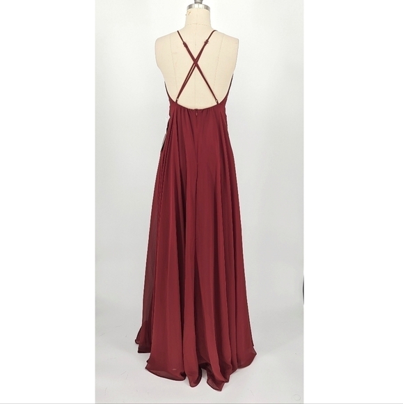NEW Lulus Halter Open Back Maxi Dress Red S wedding formal bridesmaid evening - Picture 2 of 7